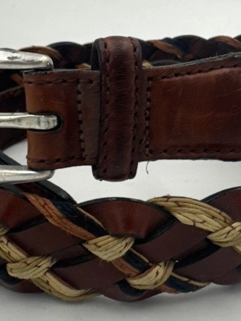 Brighton Vintage Brown Braided Woven Leather Belt